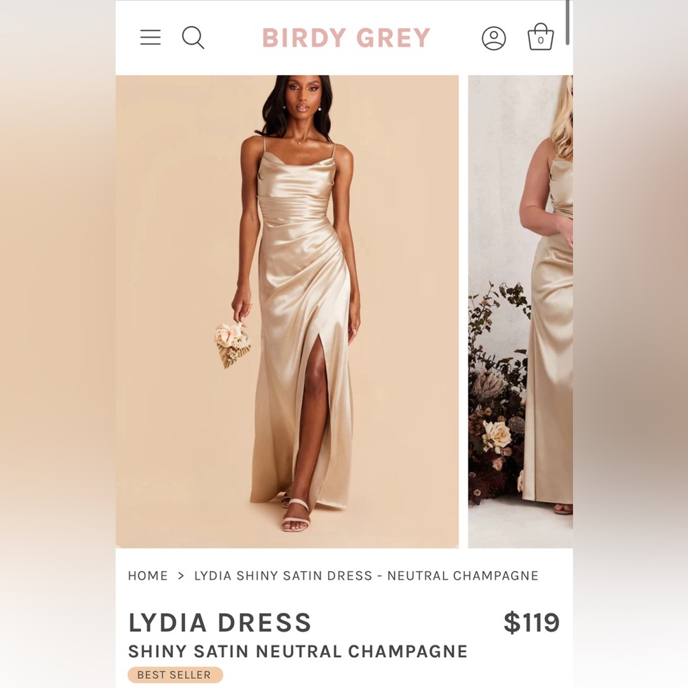 Birdy Grey Satin Champagne Bridesmaid Dress